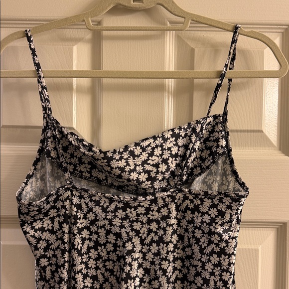 Bebe Black and White Floral Satin Midi Slip Dress S - Picture 7 of 8